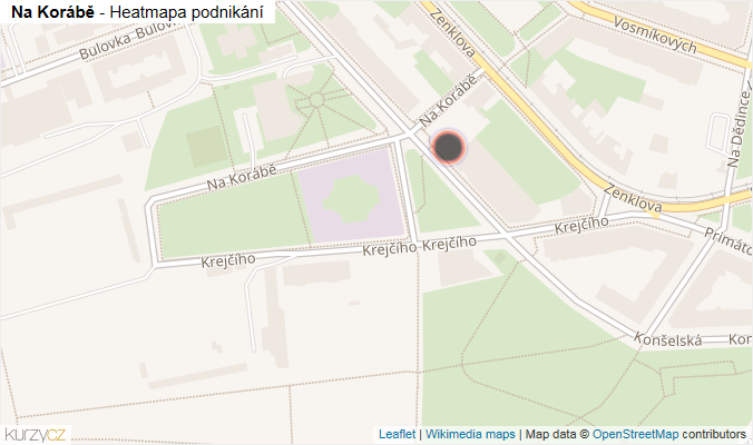 Mapa Na Korábě - Firmy v ulici.