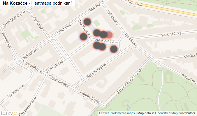 Mapa Na Kozačce - Firmy v ulici.