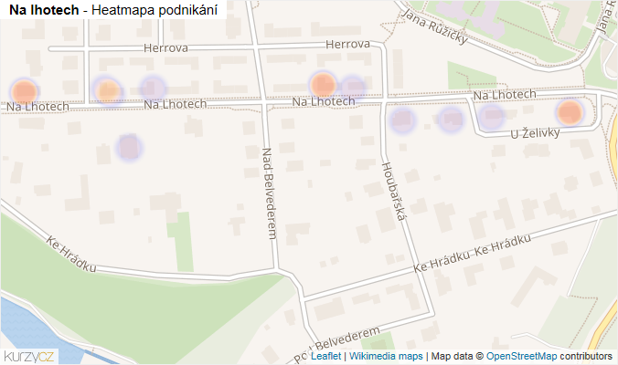 Mapa Na lhotech - Firmy v ulici.