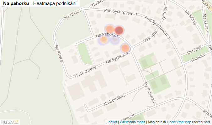 Mapa Na pahorku - Firmy v ulici.