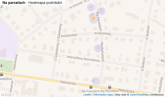 Mapa Na parcelách - Firmy v ulici.