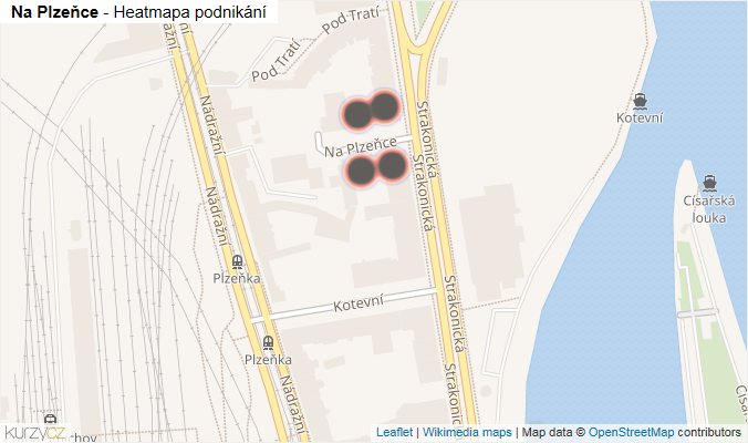 Mapa Na Plzeňce - Firmy v ulici.