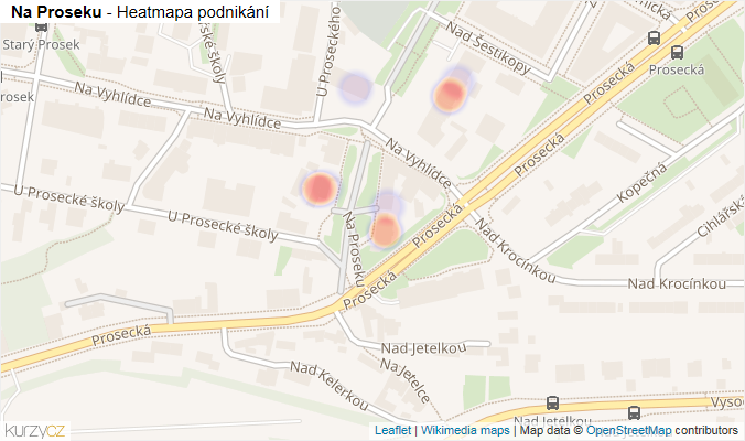 Mapa Na Proseku - Firmy v ulici.