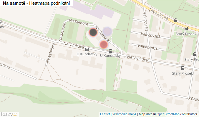 Mapa Na samotě - Firmy v ulici.