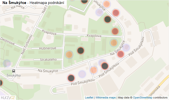 Mapa Na Šmukýřce - Firmy v ulici.