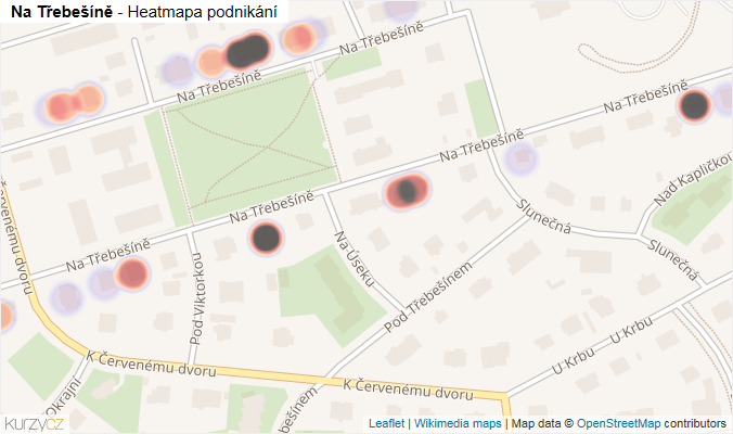 Mapa Na Třebešíně - Firmy v ulici.
