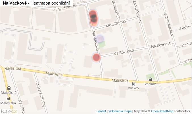 Mapa Na Vackově - Firmy v ulici.
