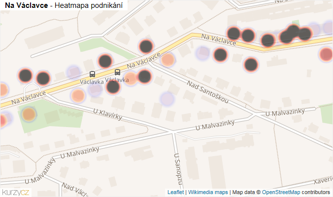 Mapa Na Václavce - Firmy v ulici.