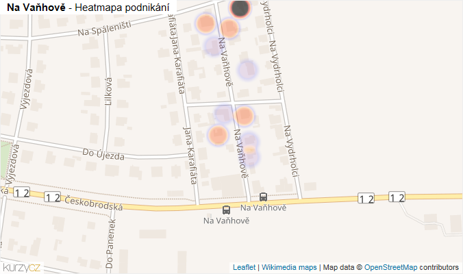 Mapa Na Vaňhově - Firmy v ulici.