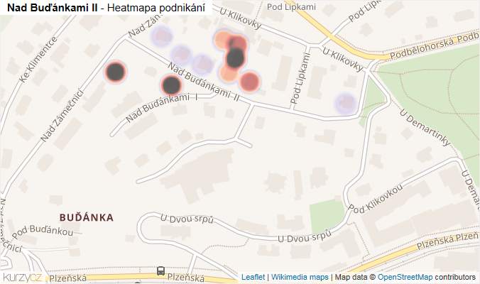 Mapa Nad Buďánkami II - Firmy v ulici.