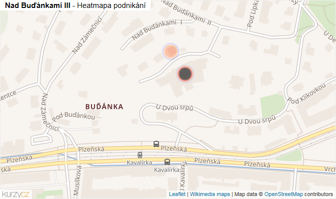 Mapa Nad Buďánkami III - Firmy v ulici.