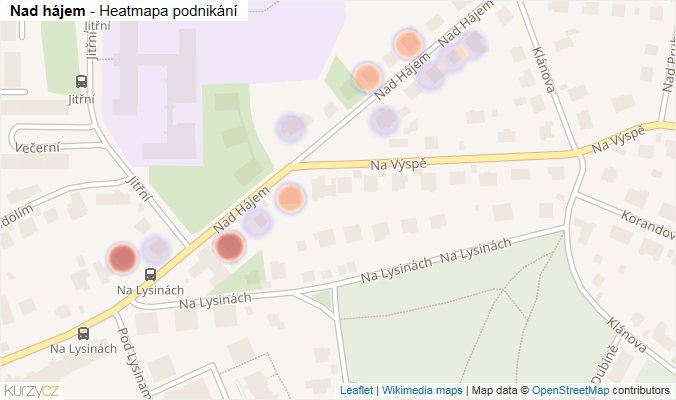 Mapa Nad hájem - Firmy v ulici.