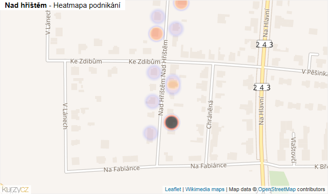 Mapa Nad hřištěm - Firmy v ulici.