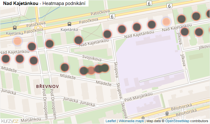 Mapa Nad Kajetánkou - Firmy v ulici.