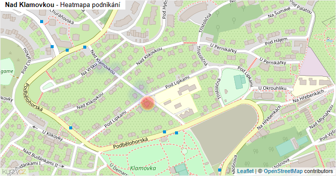 Nad Klamovkou - mapa podnikání