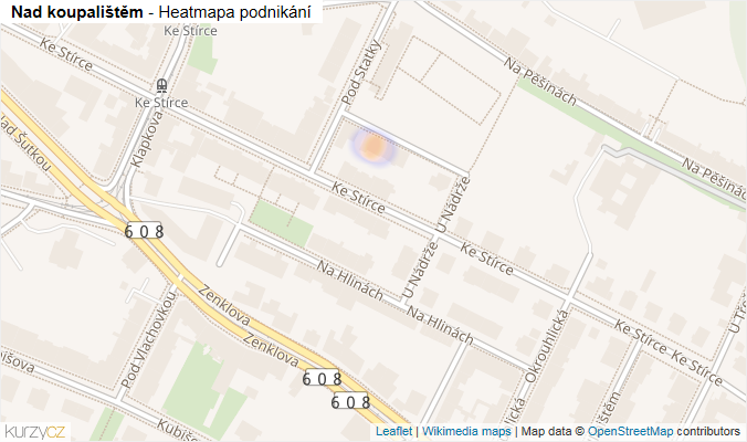 Mapa Nad koupalištěm - Firmy v ulici.