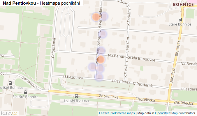 Mapa Nad Pentlovkou - Firmy v ulici.