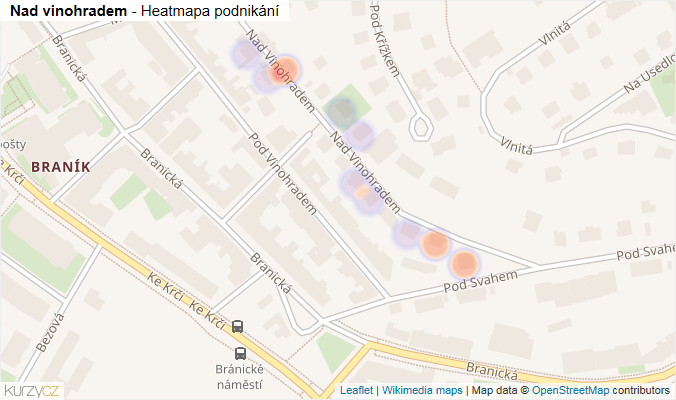 Mapa Nad vinohradem - Firmy v ulici.