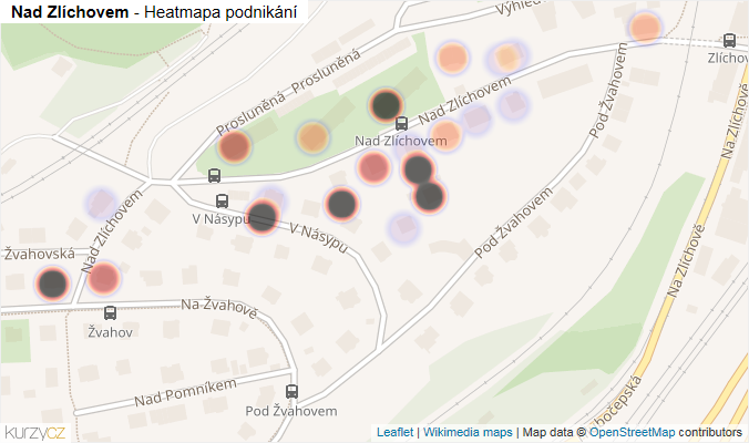 Mapa Nad Zlíchovem - Firmy v ulici.