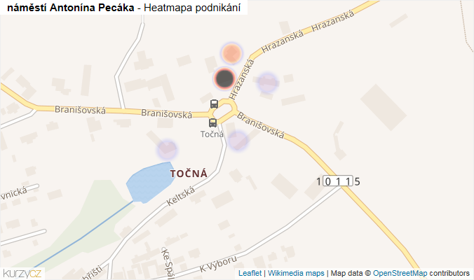 Mapa náměstí Antonína Pecáka - Firmy v ulici.