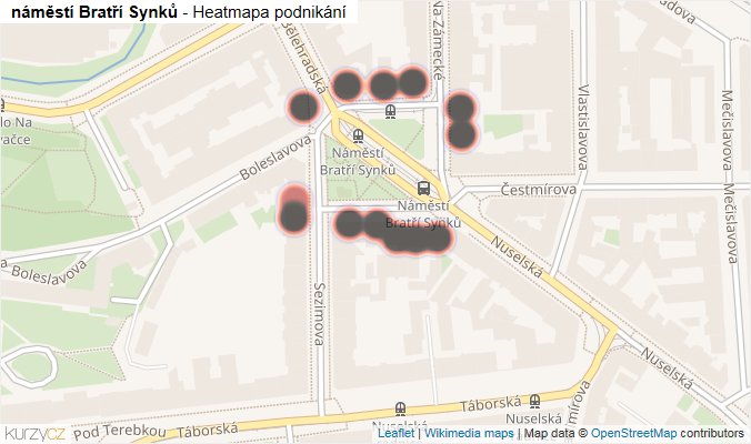 Mapa náměstí Bratří Synků - Firmy v ulici.