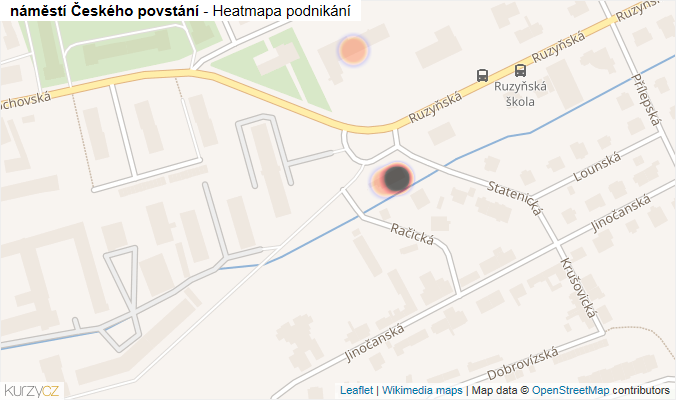 Mapa náměstí Českého povstání - Firmy v ulici.