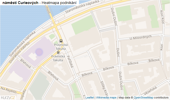 Mapa náměstí Curieových - Firmy v ulici.