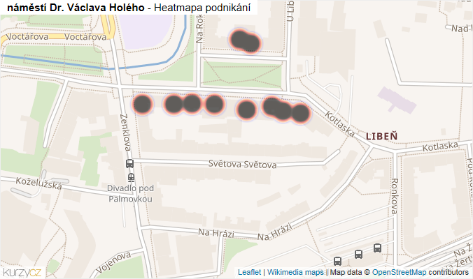 Mapa náměstí Dr. Václava Holého - Firmy v ulici.