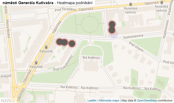 Mapa náměstí Generála Kutlvašra - Firmy v ulici.