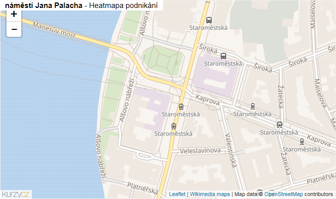 Mapa náměstí Jana Palacha - Firmy v ulici.