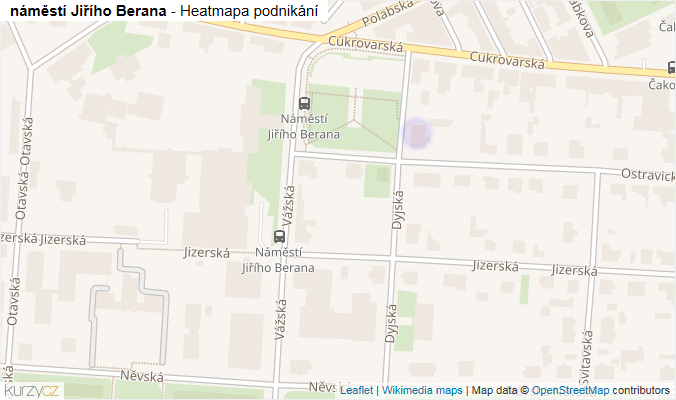 Mapa náměstí Jiřího Berana - Firmy v ulici.