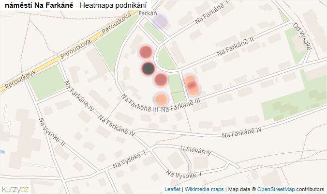 Mapa náměstí Na Farkáně - Firmy v ulici.