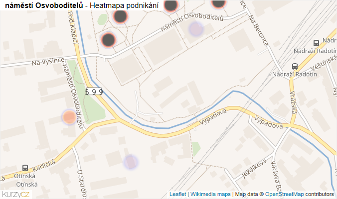 Mapa náměstí Osvoboditelů - Firmy v ulici.