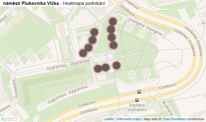 Mapa náměstí Plukovníka Vlčka - Firmy v ulici.