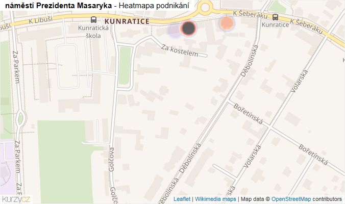 Mapa náměstí Prezidenta Masaryka - Firmy v ulici.