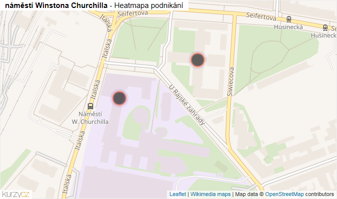 Mapa náměstí Winstona Churchilla - Firmy v ulici.