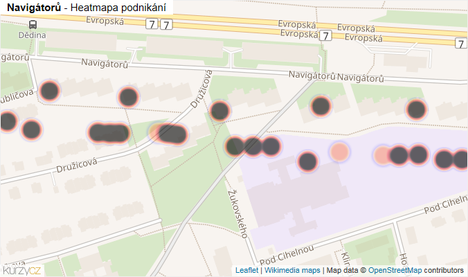 Mapa Navigátorů - Firmy v ulici.