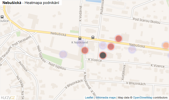 Mapa Nebušická - Firmy v ulici.