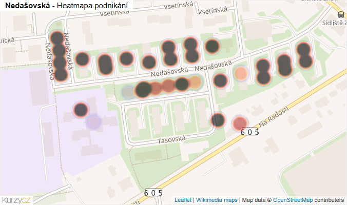 Mapa Nedašovská - Firmy v ulici.