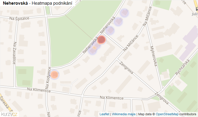 Mapa Neherovská - Firmy v ulici.