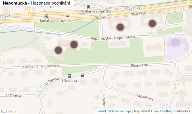 Mapa Nepomucká - Firmy v ulici.
