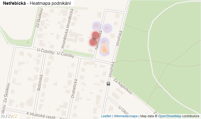 Mapa Netřebická - Firmy v ulici.