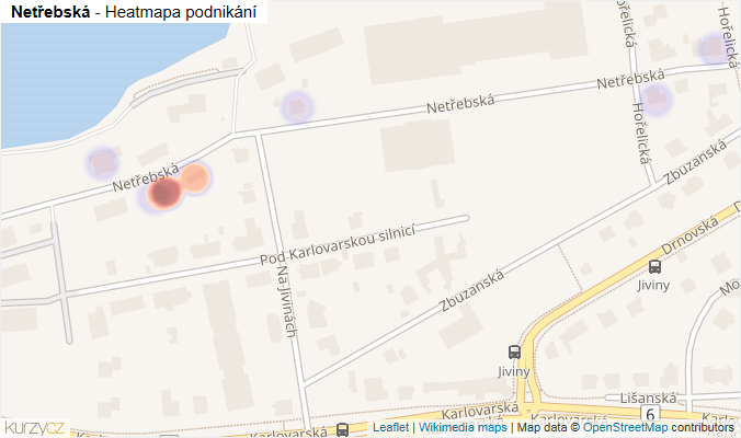 Mapa Netřebská - Firmy v ulici.