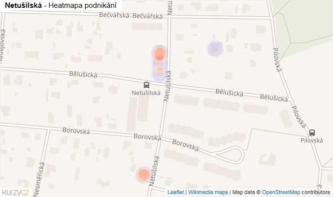 Mapa Netušilská - Firmy v ulici.