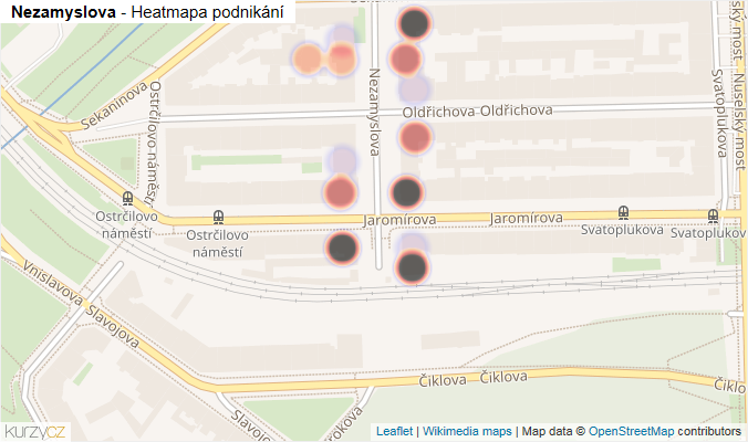 Mapa Nezamyslova - Firmy v ulici.