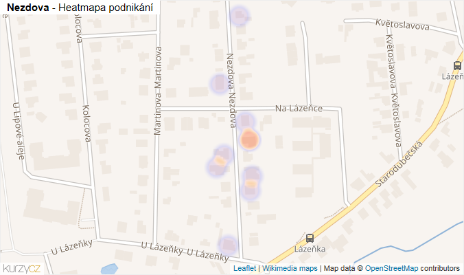 Mapa Nezdova - Firmy v ulici.