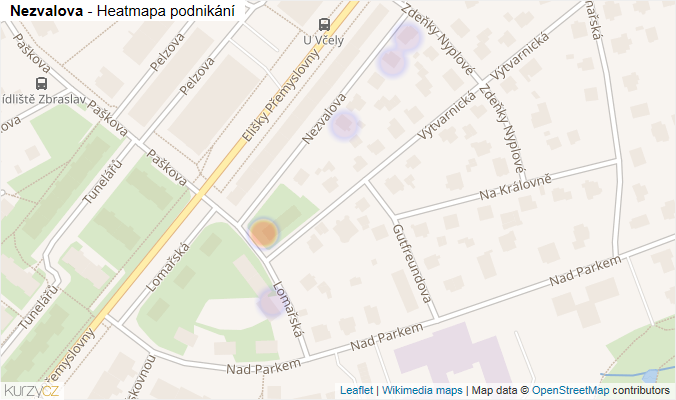 Mapa Nezvalova - Firmy v ulici.