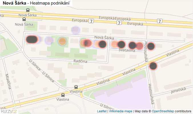 Mapa Nová Šárka - Firmy v ulici.