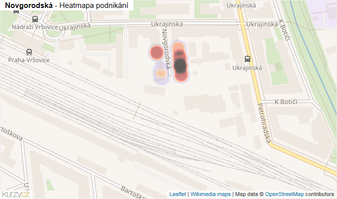 Mapa Novgorodská - Firmy v ulici.