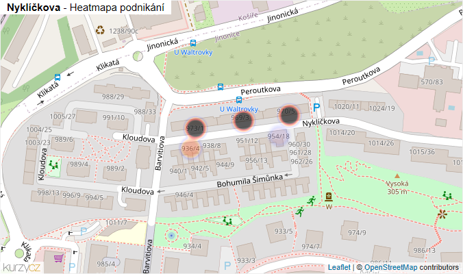 Mapa Nyklíčkova - Firmy v ulici.